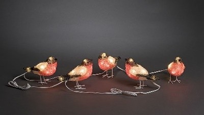 Konstsmide Acrylic Bullfinch / Robin 5 piece LED Set (15cm x 12cm)